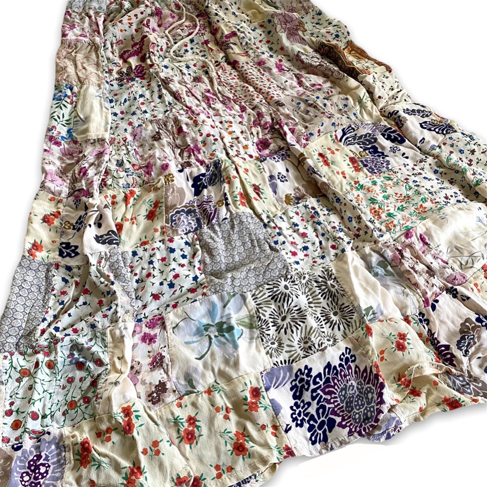 vintage re-worked patchwork bohemian floral patterned hippie skirt